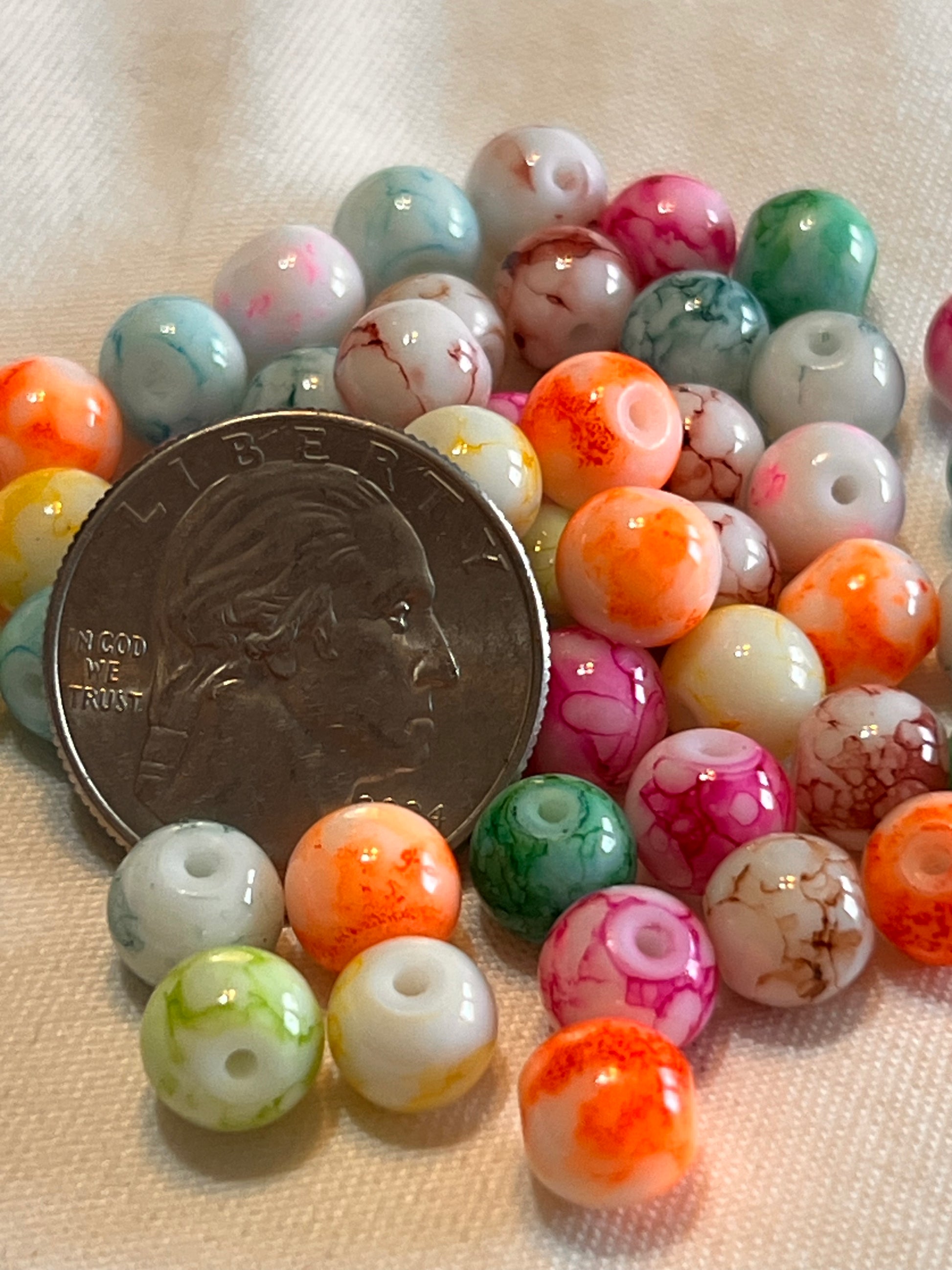 50 8mm Painted Swirl Glass Beads