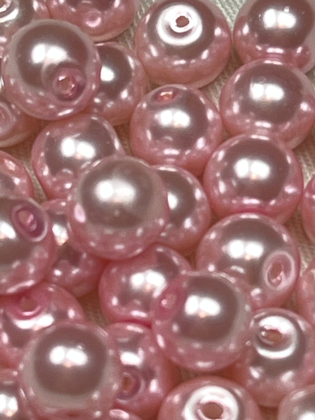50 8mm Glass Pearl Beads Pink