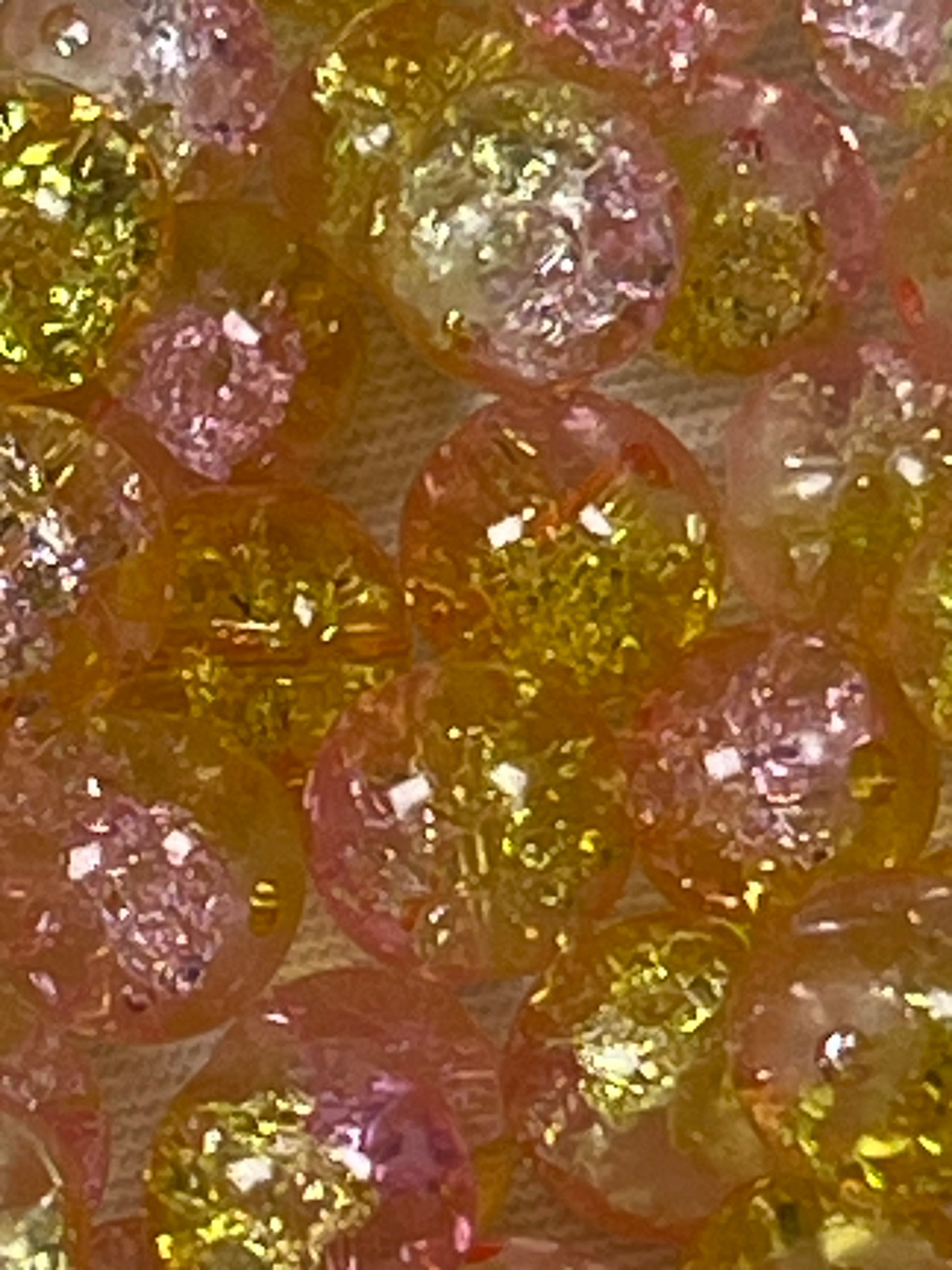 50 8mm Two-Tone Crackle Glass Beads Pink Lemonade