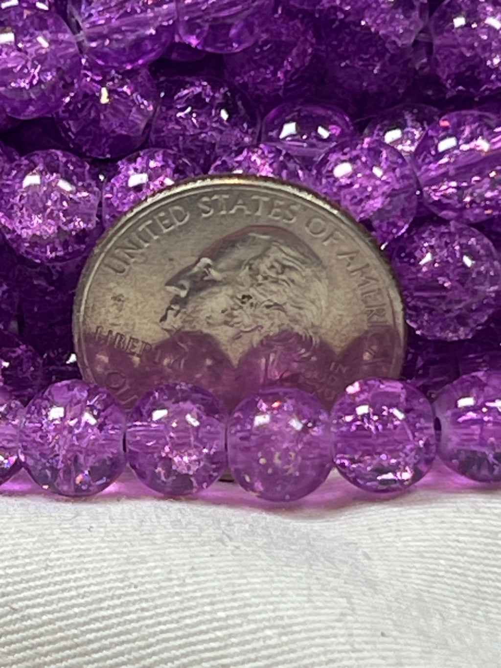 50 8mm Crackle Glass Beads Purple