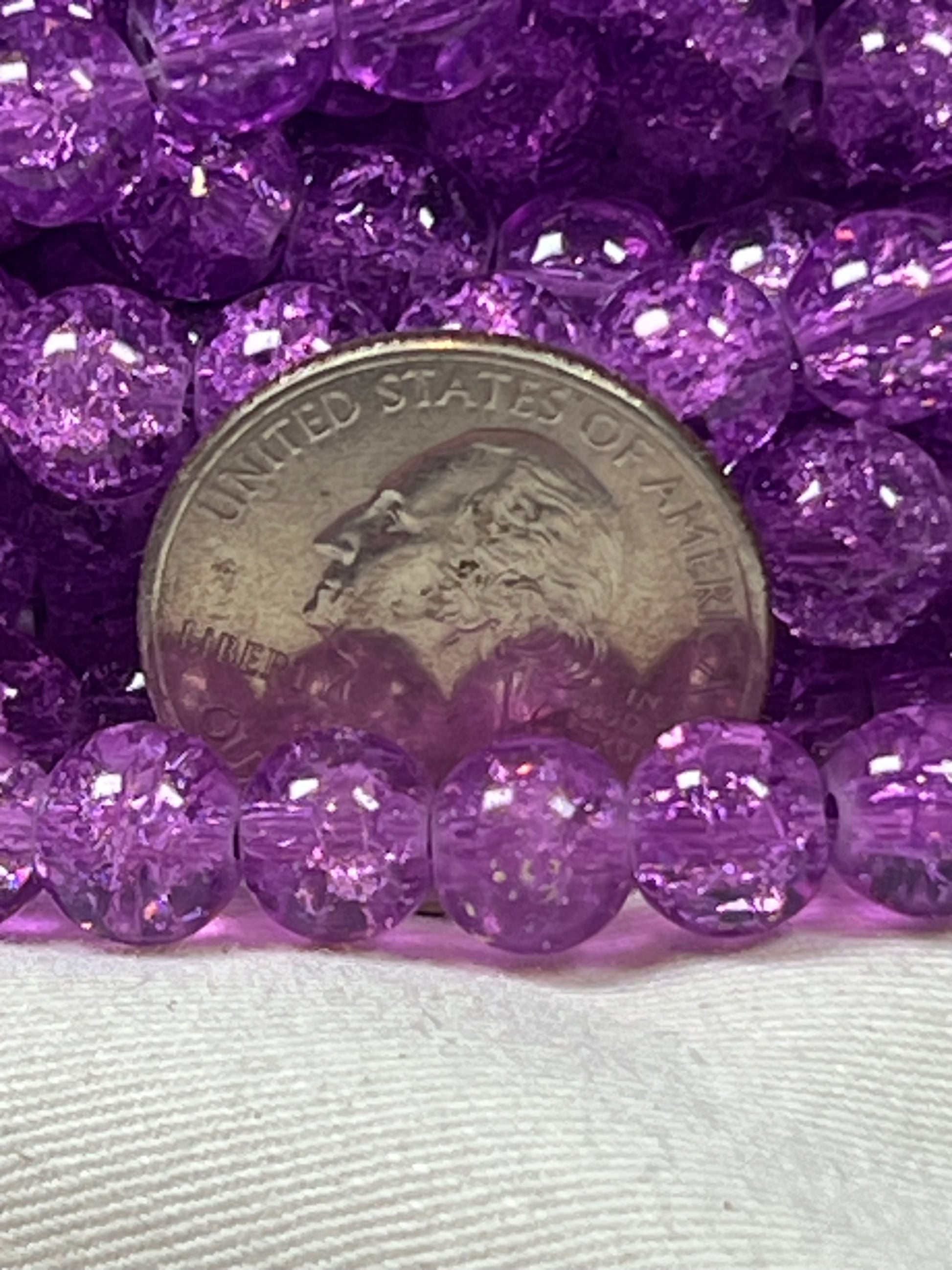 50 8mm Crackle Glass Beads Purple