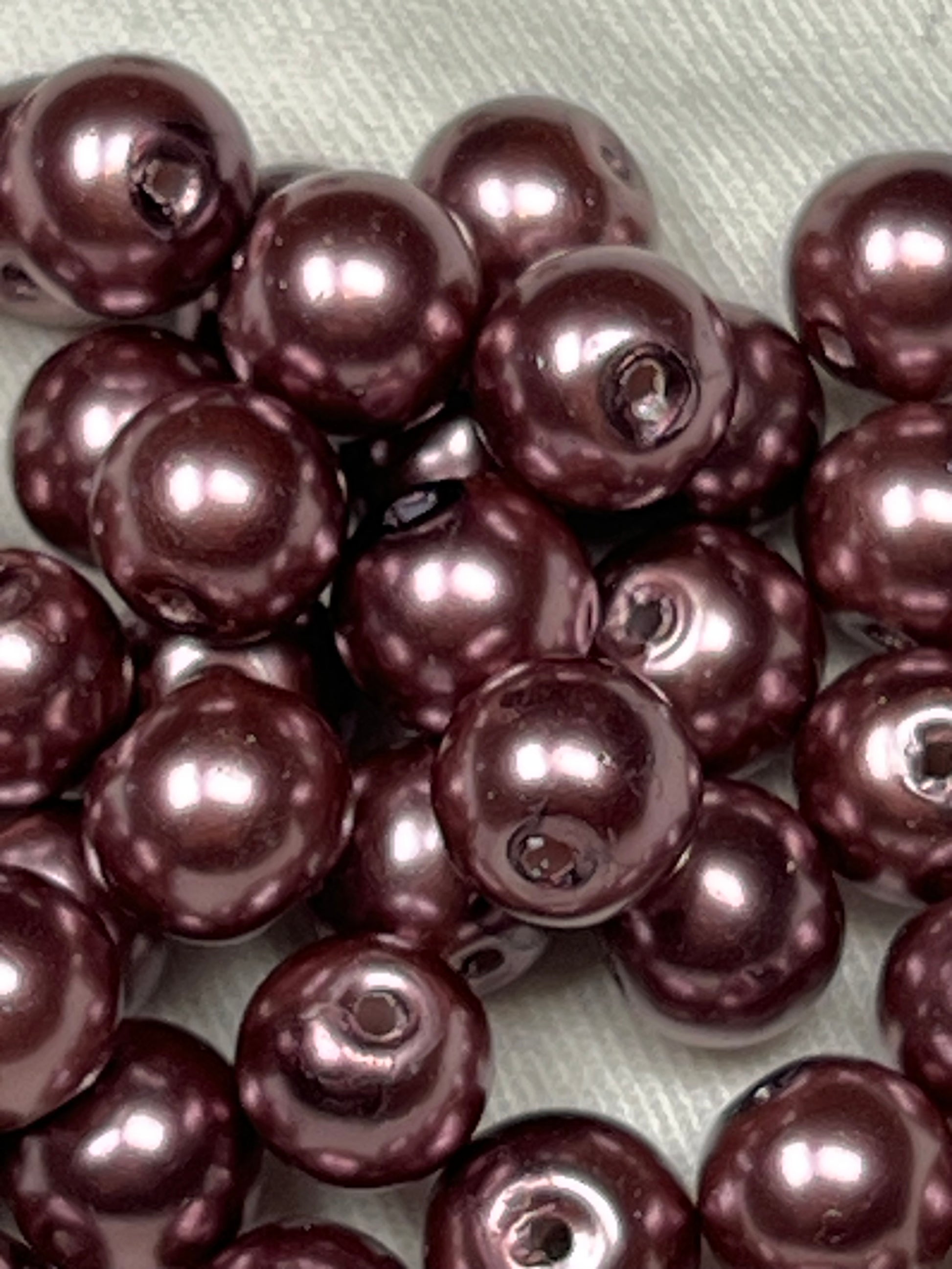 50 8mm Glass Pearl Beads Rosy Brown