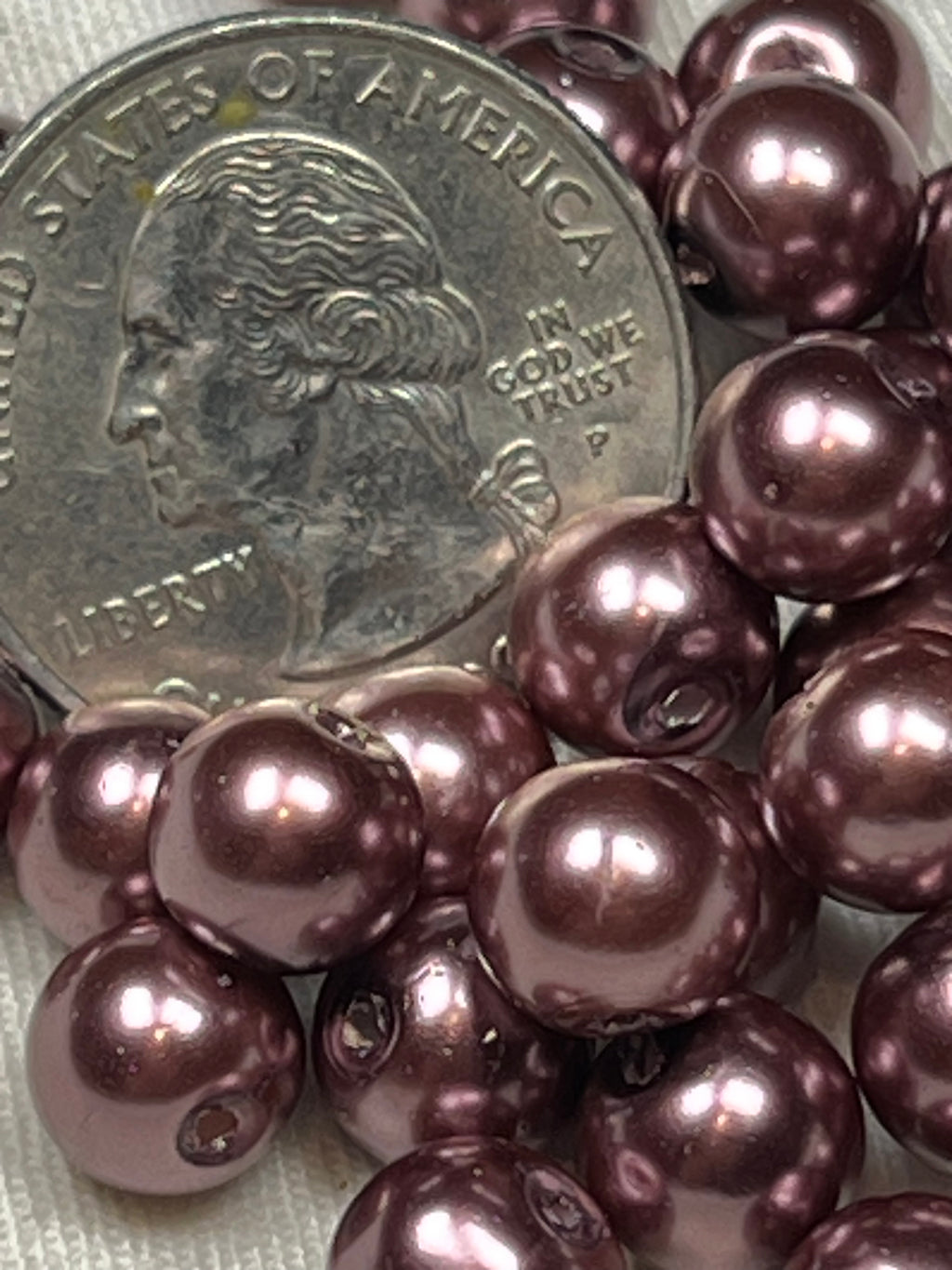 50 8mm Glass Pearl Beads Rosy Brown