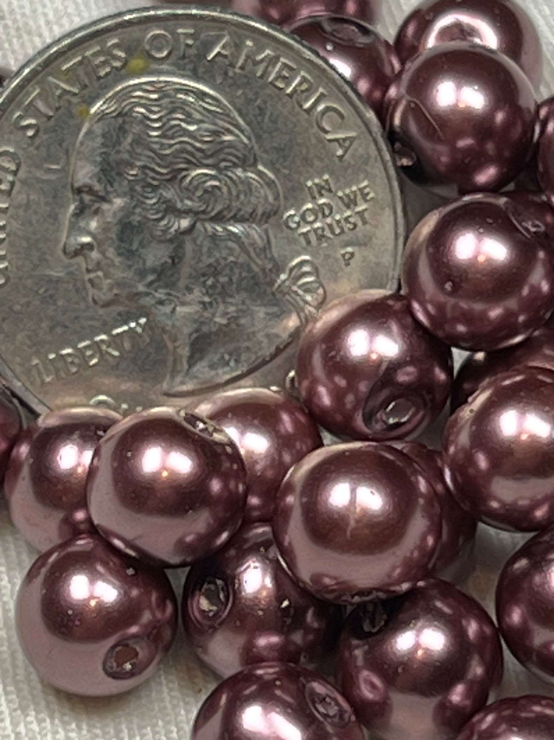 50 8mm Glass Pearl Beads Rosy Brown