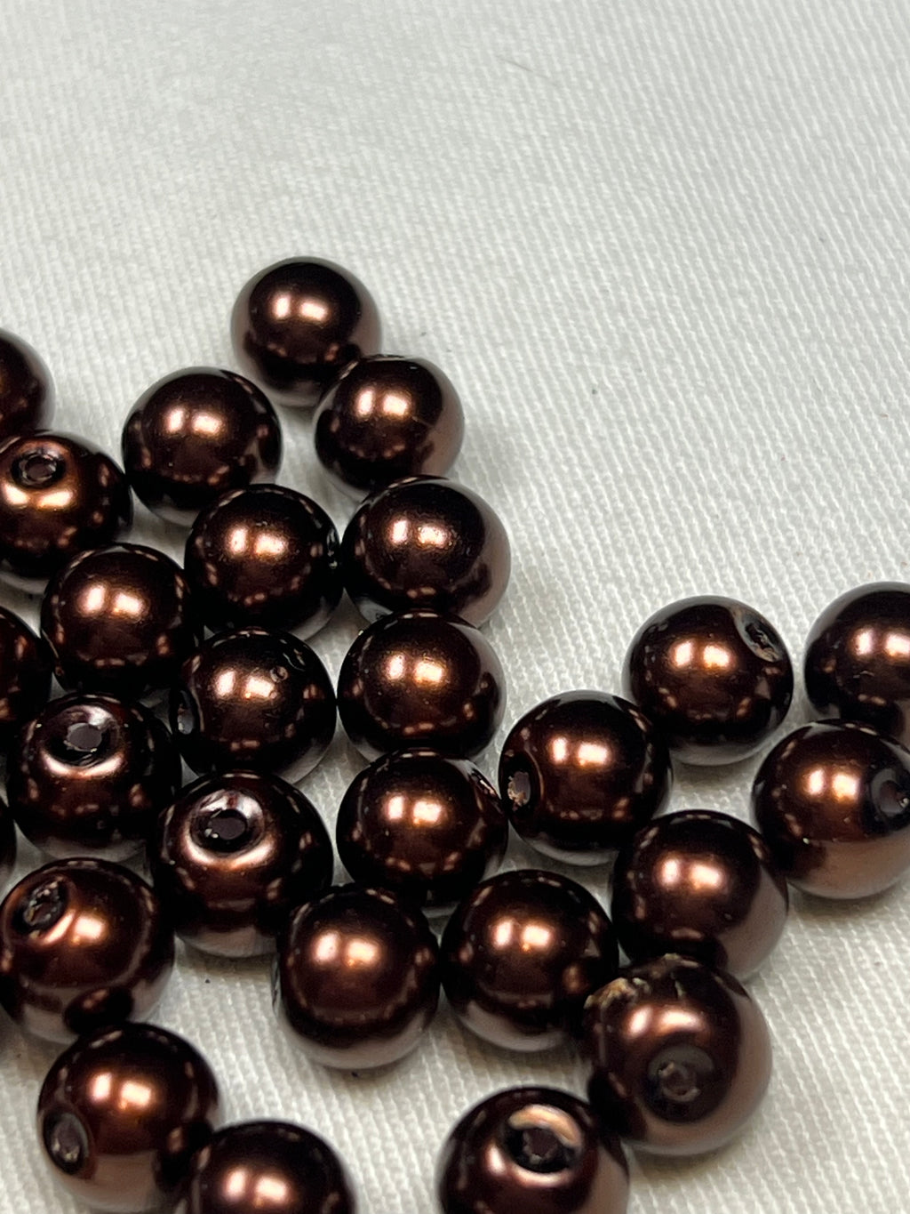 50 8mm Glass Pearl Beads Saddle Brown