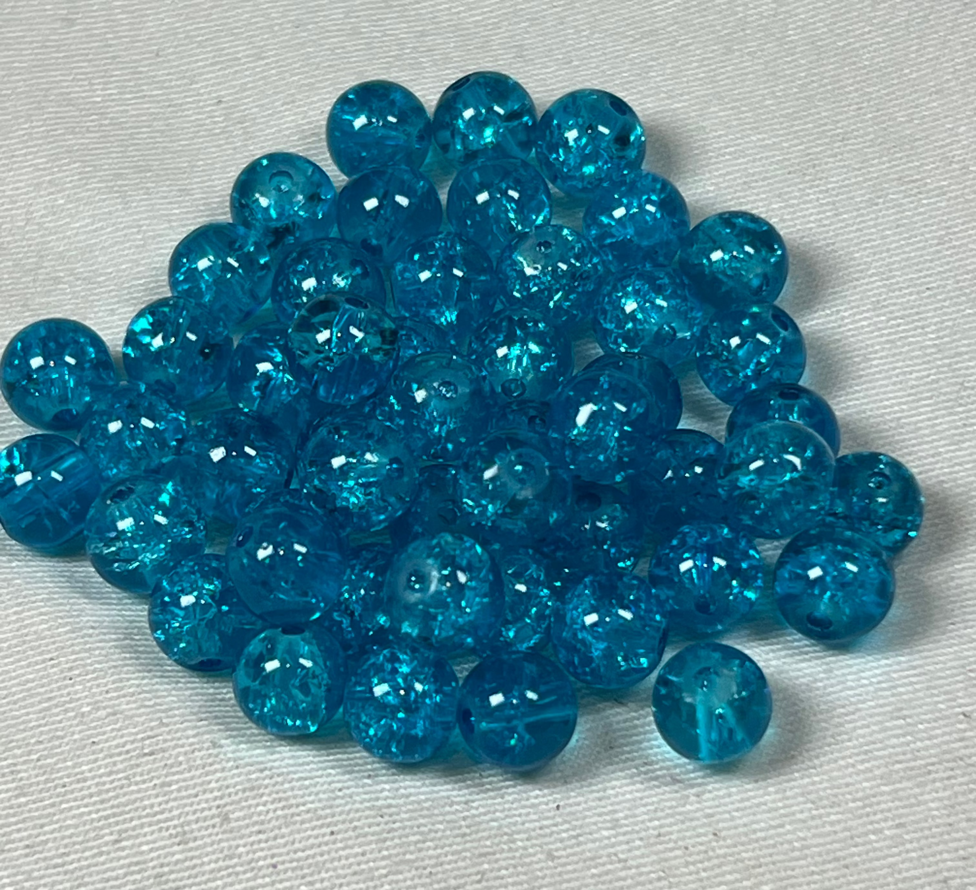 50 8mm Crackle Glass Beads Turquoise