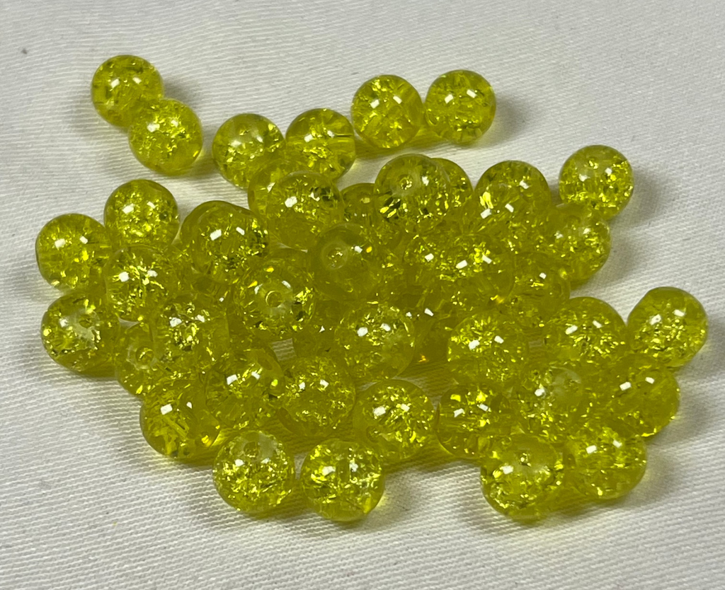 50 8mm Crackle Glass Beads Yellow