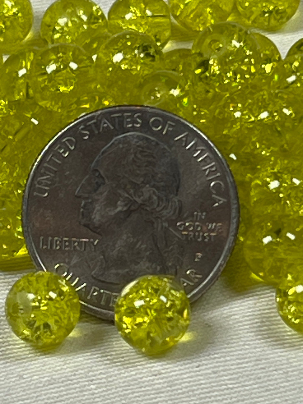 50 8mm Crackle Glass Beads Yellow