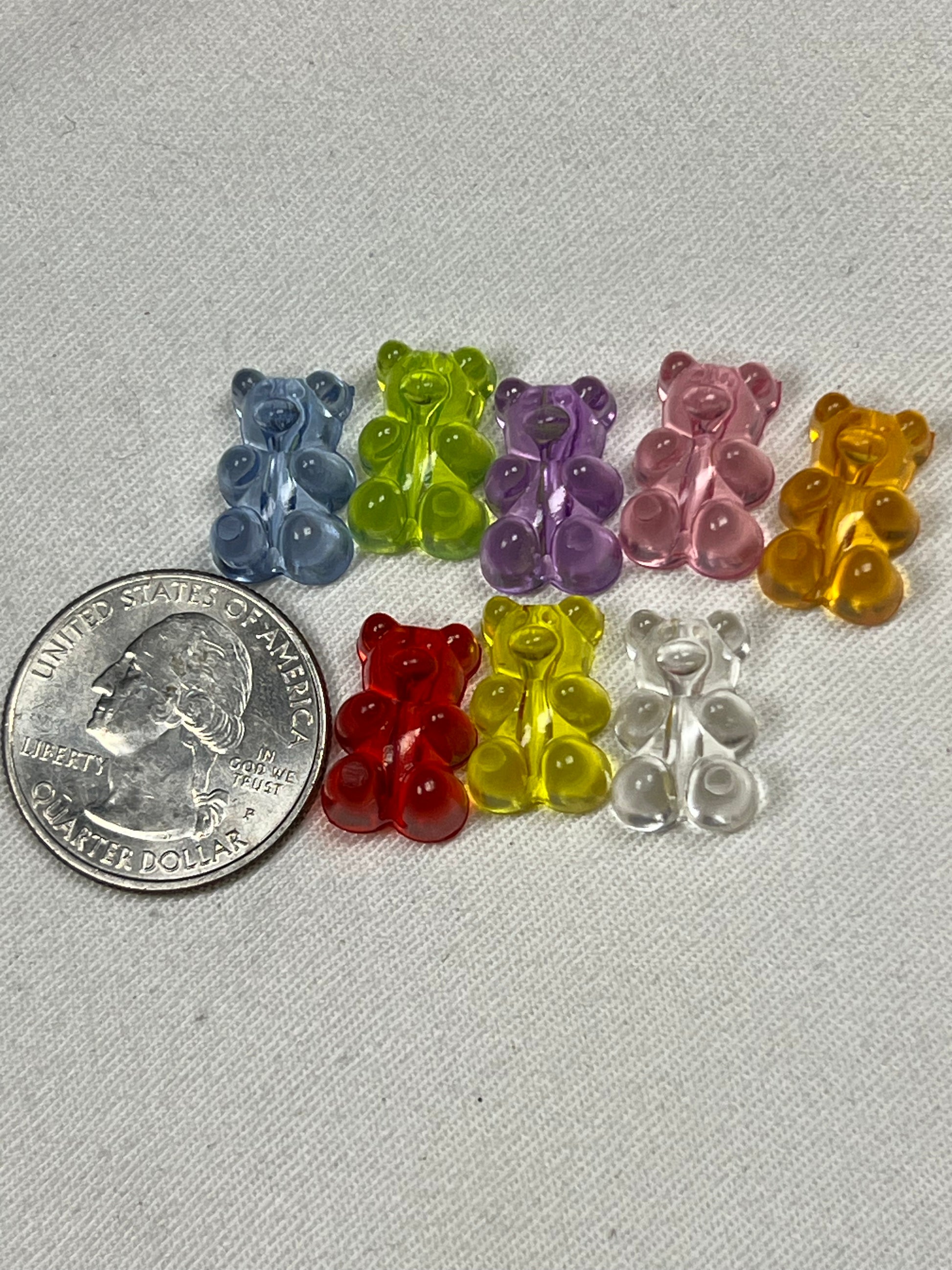 25 Acrylic Transparent Bear Beads Mixed Colors