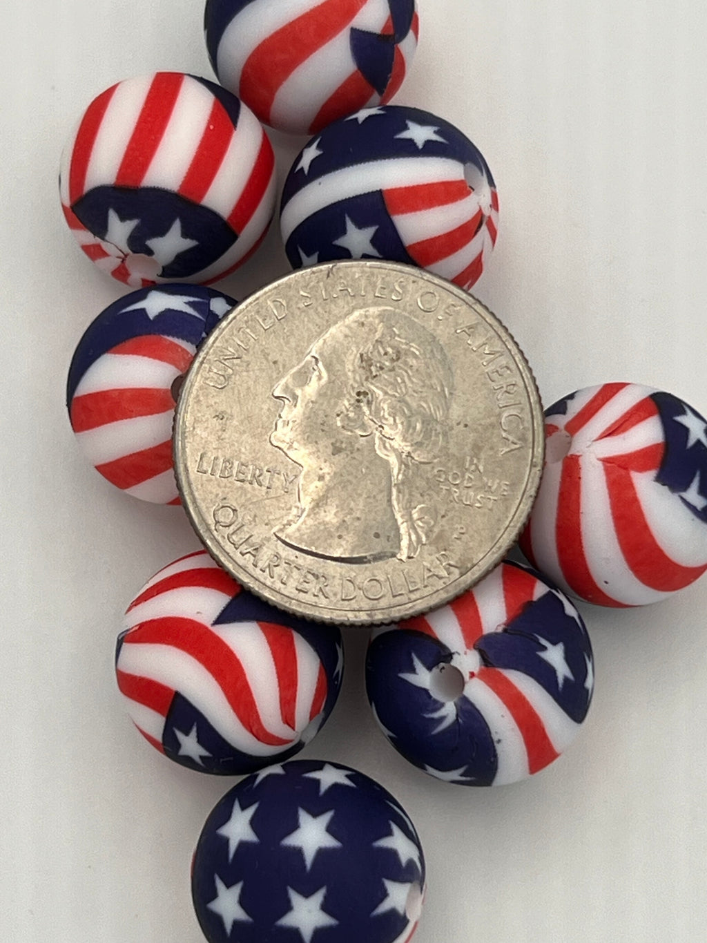 10 15mm Silicone Beads in Americana