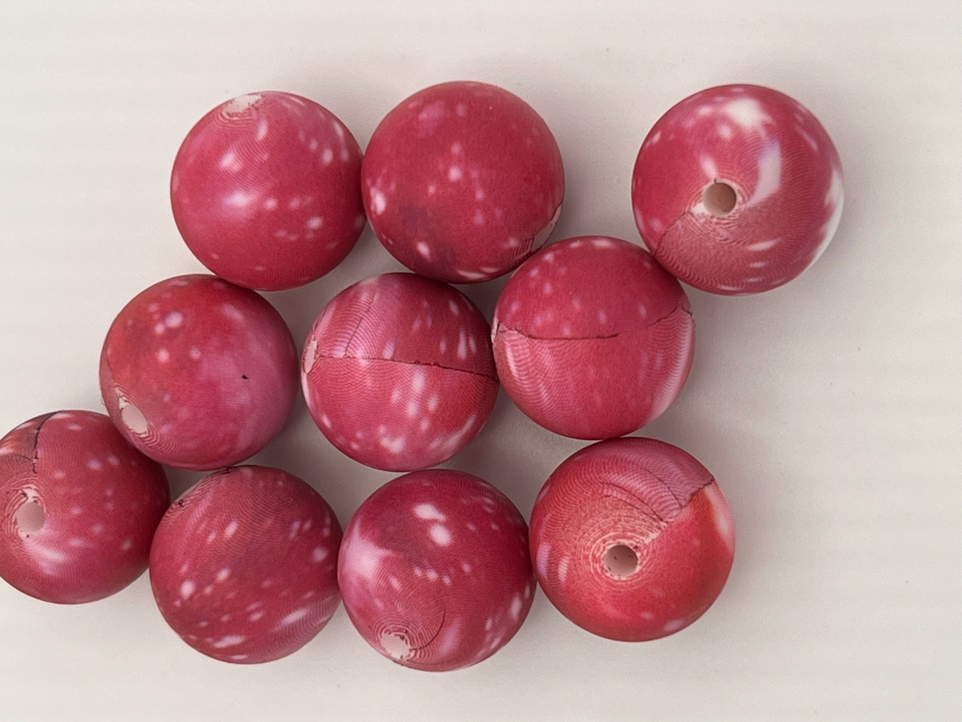 10 15mm Silicone Beads in Pink Galaxy