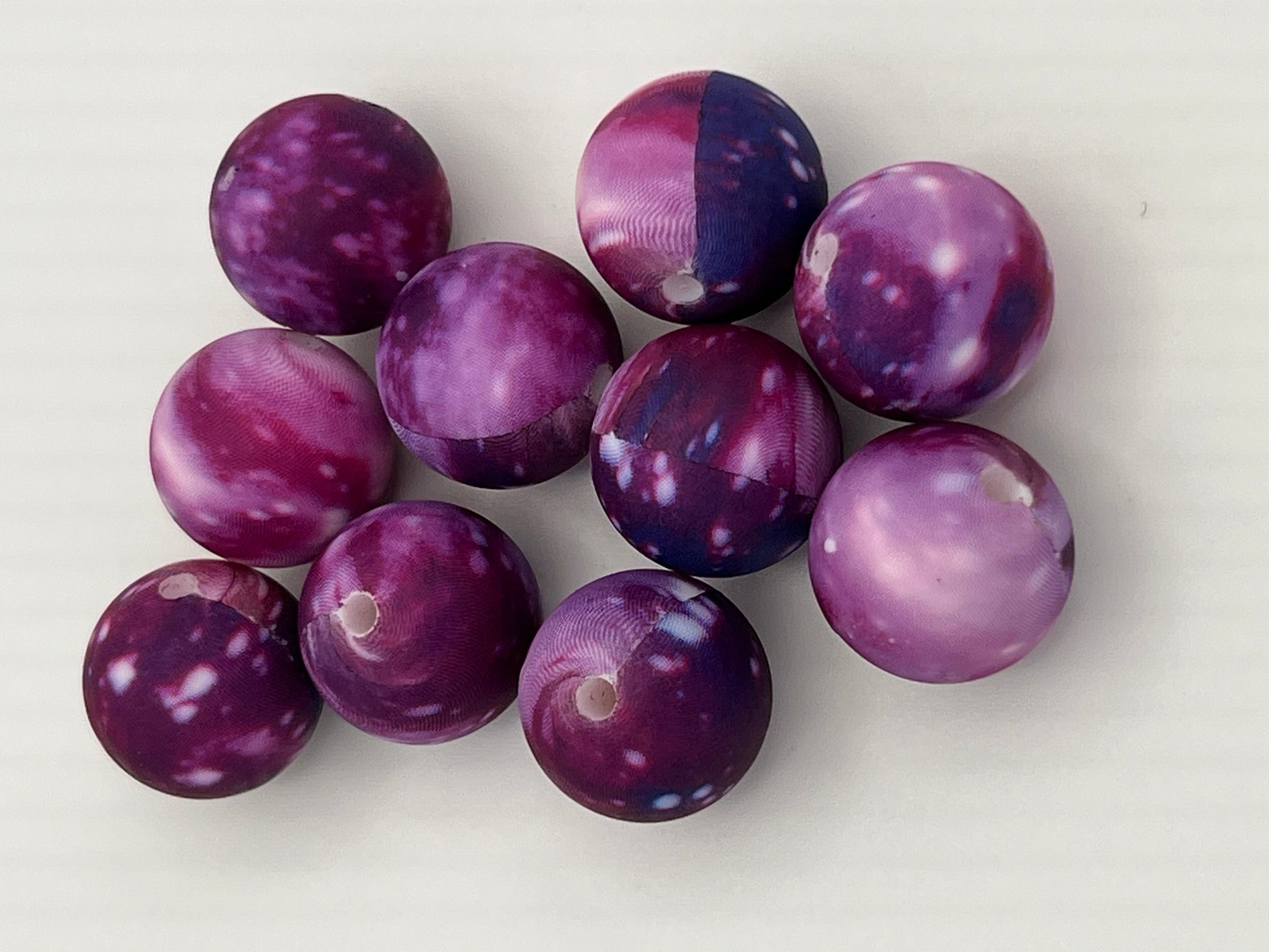 10 15mm Silicone Beads in Purple Galaxy