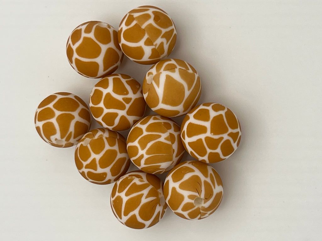 10 15mm Silicone Beads in Giraffe