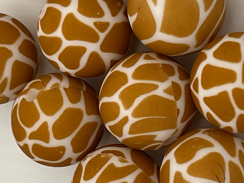 10 15mm Silicone Beads in Giraffe