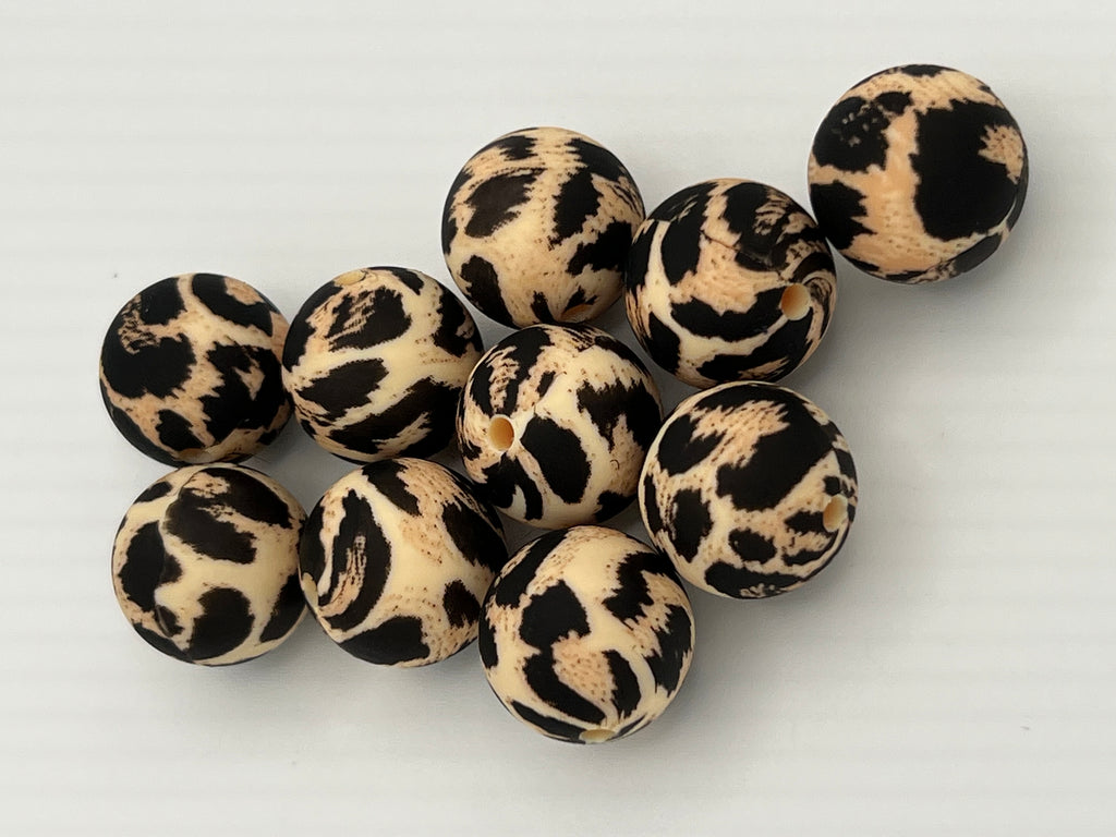 10 15mm Silicone Beads in Tiger