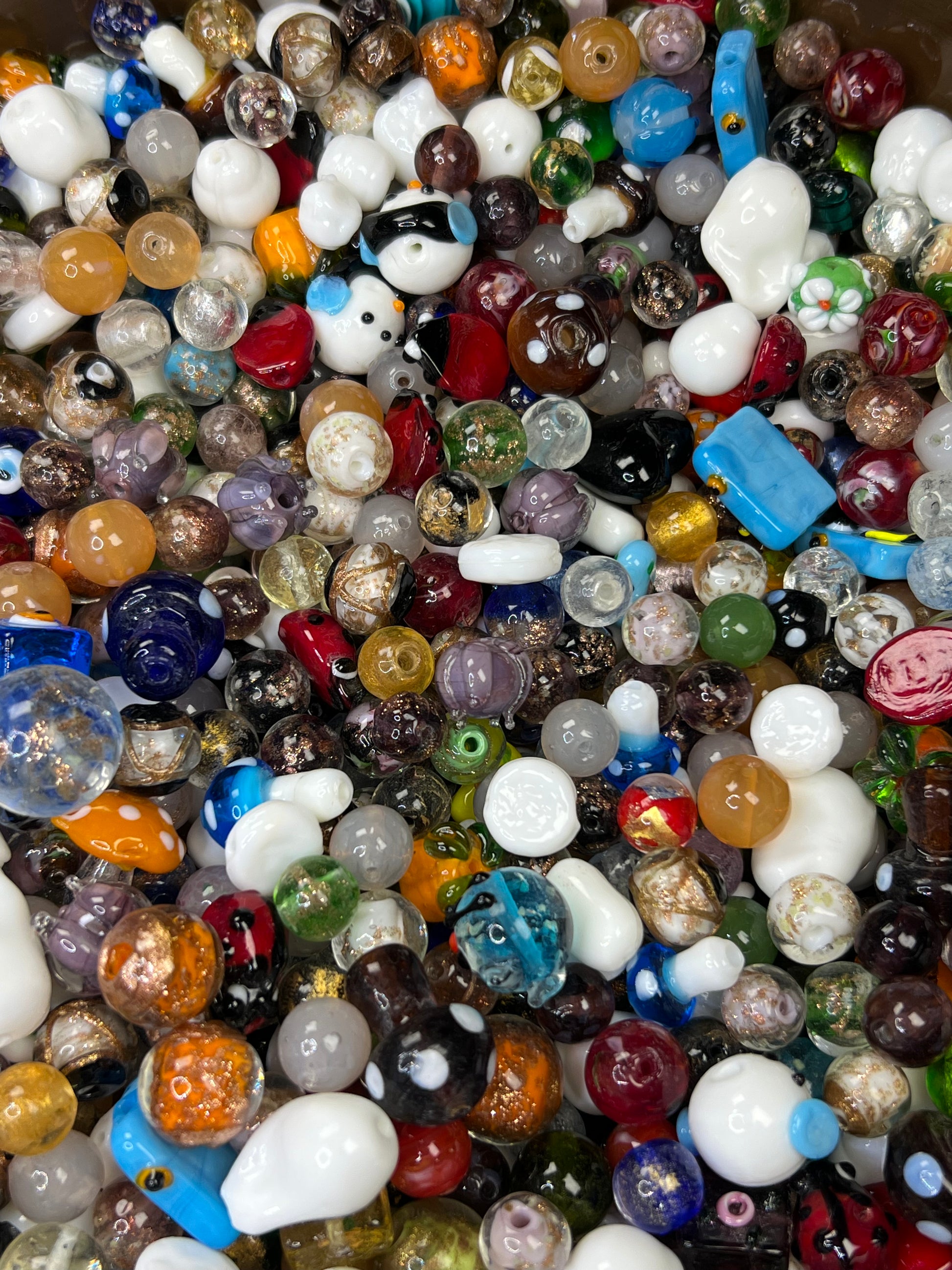 25 Glass Lampwork Beads Mixed Colors, Designs & Sizes