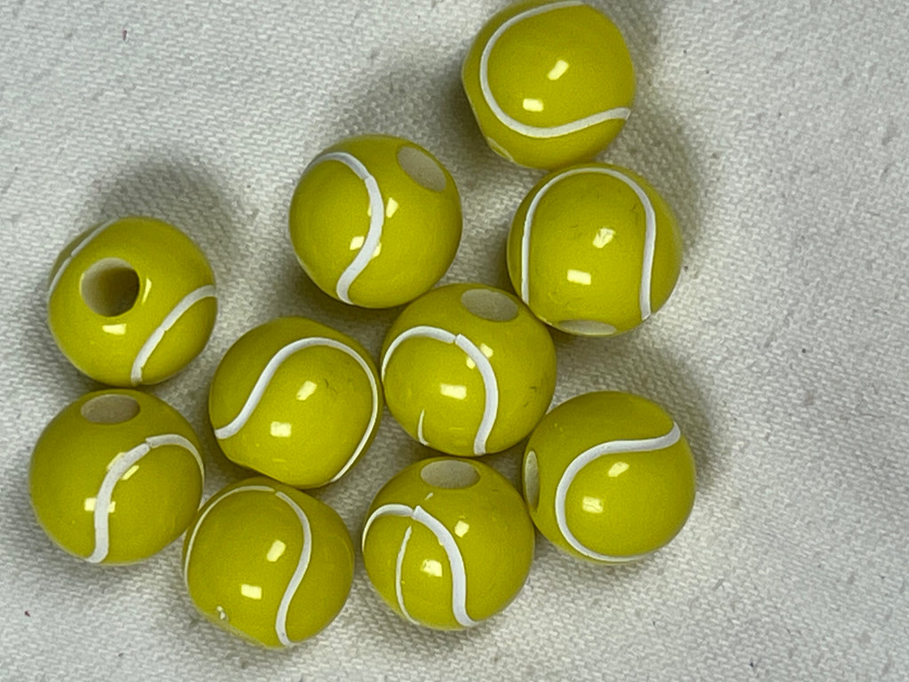 10 Acrylic Tennis Ball Beads