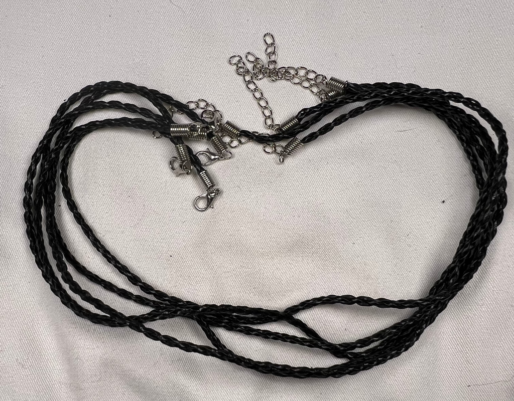 5 16.9" Braided Leather Necklaces w/Lobster Claw Clasp