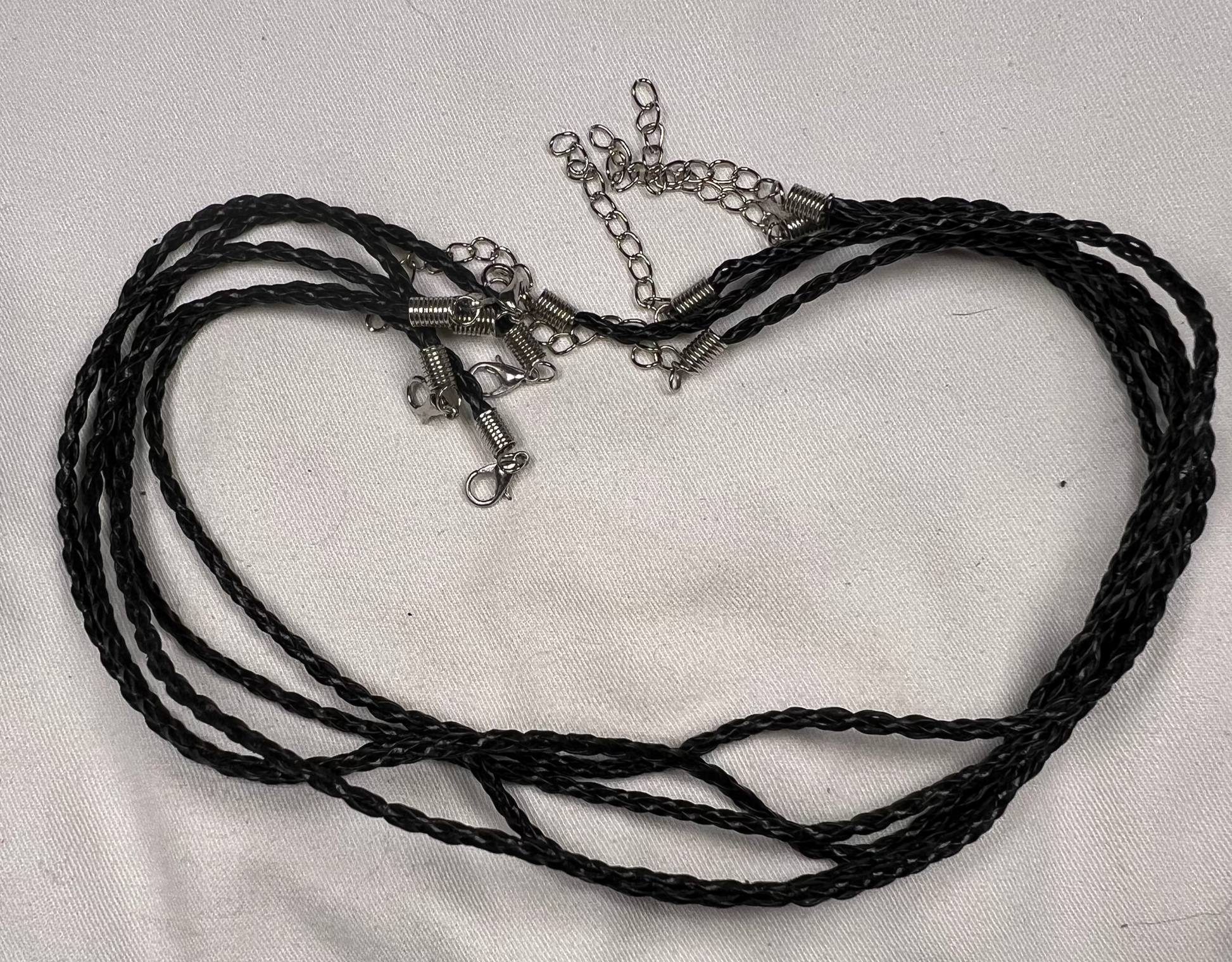 5 16.9" Braided Leather Necklaces w/Lobster Claw Clasp