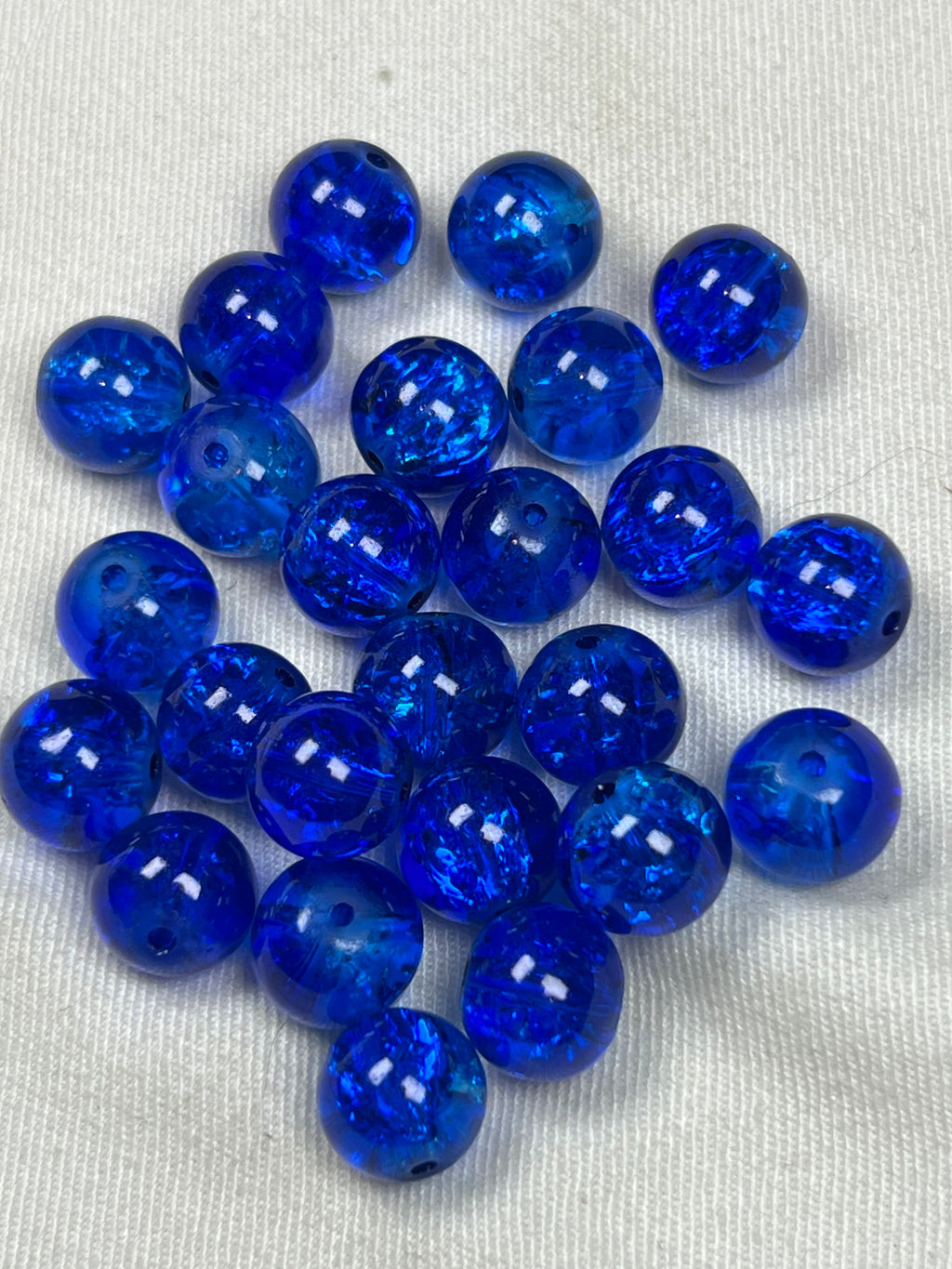35 10mm Crackle Glass Beads Dark Blue