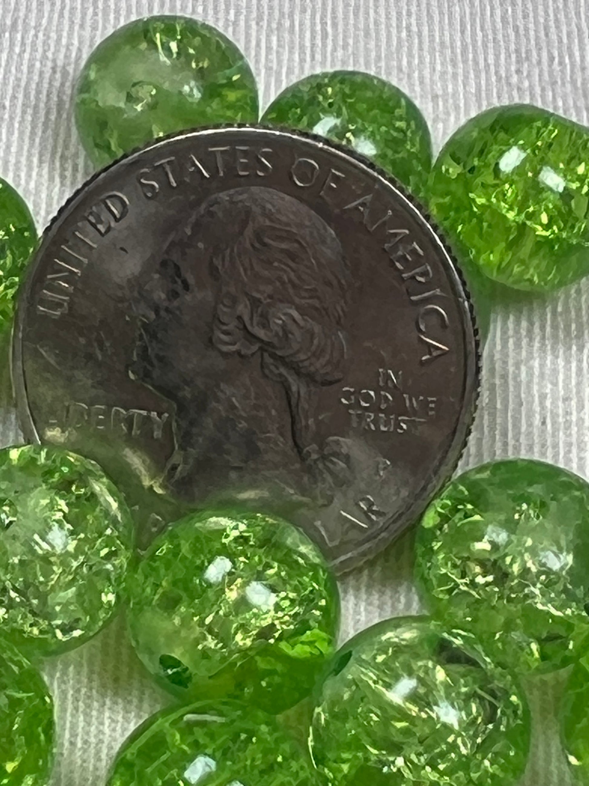35 10mm Crackle Glass Beads Light Green