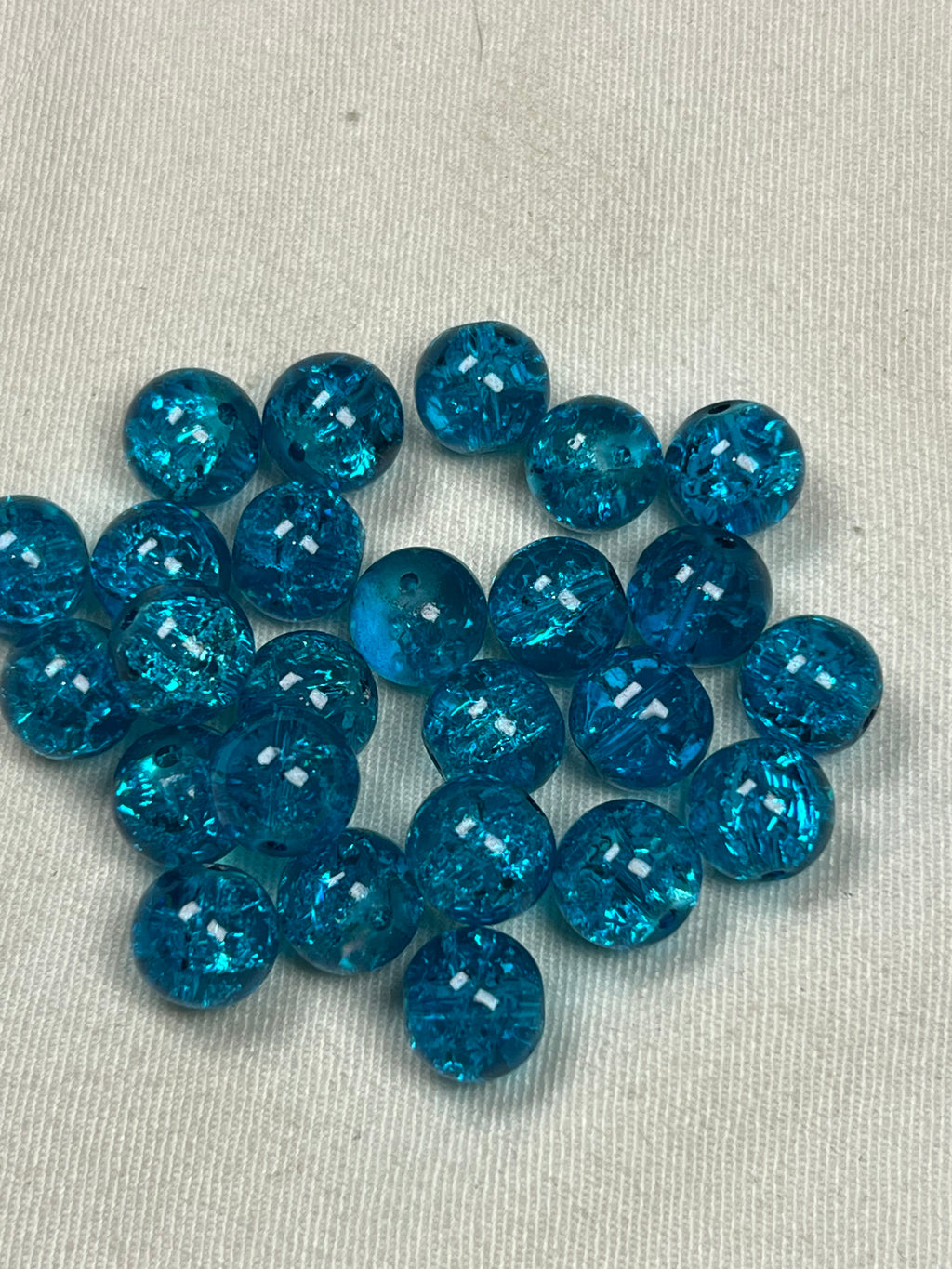 35 10mm Crackle Glass Beads Turquoise